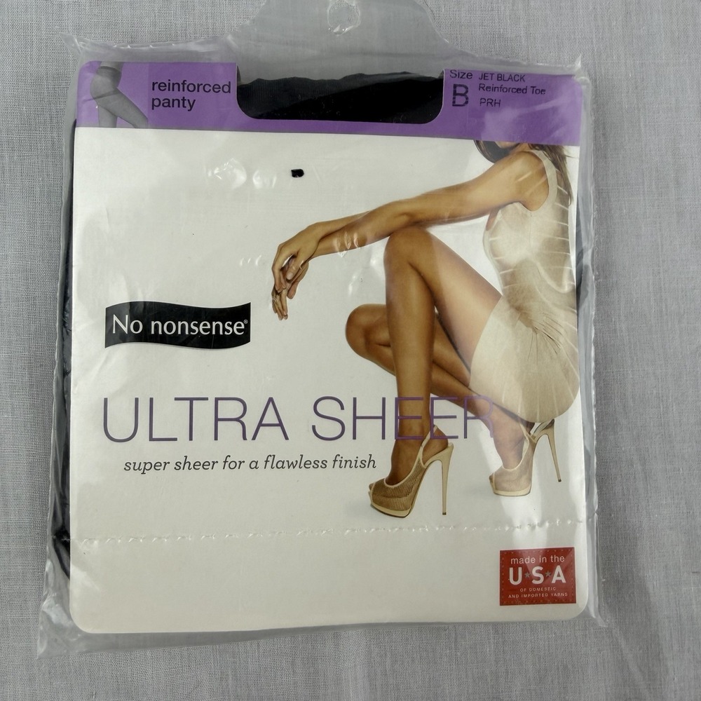 No Nonsense Ultra Sheer Reinforced Panty & Toe Size B Jet Brown Pantyhose